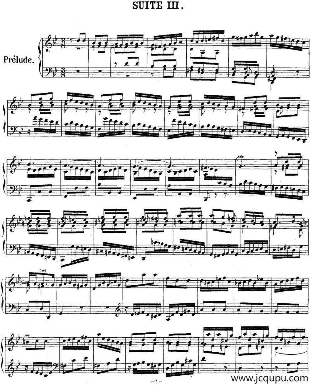 英国组曲No.3 巴赫 g小调 3rd Suite BWV 808简谱