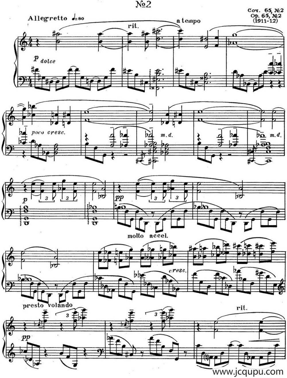 斯克里亚宾 钢琴练习曲 Op.65 No.2简谱