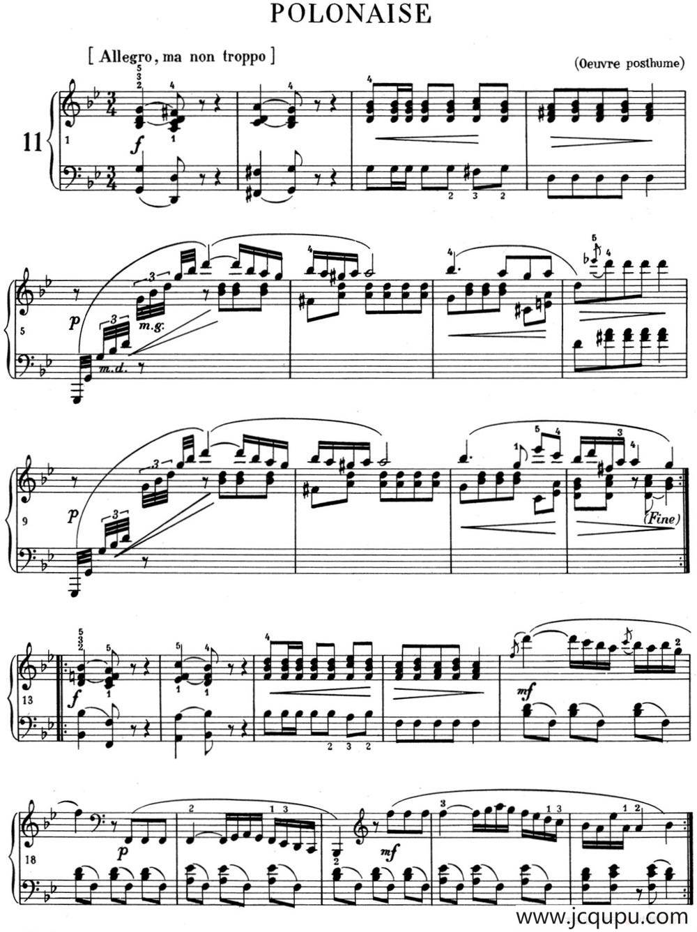 肖邦 波兰舞曲 Op.posth.S.1 No.1 g小调简谱