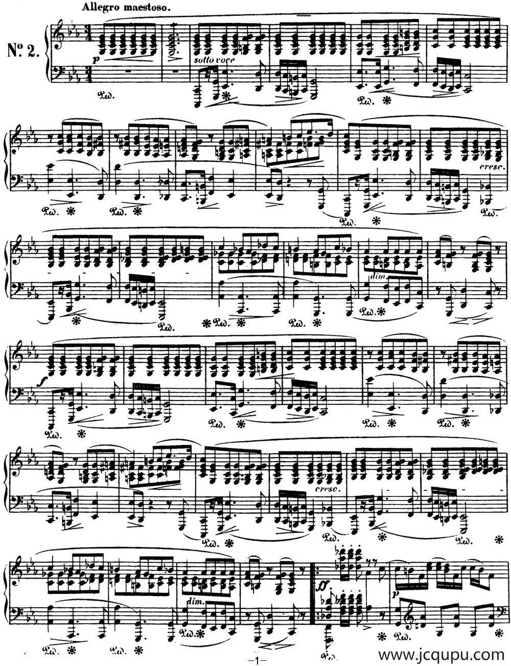 肖邦 波兰舞曲 Op.40 No.2 c小调 Polonaise简谱