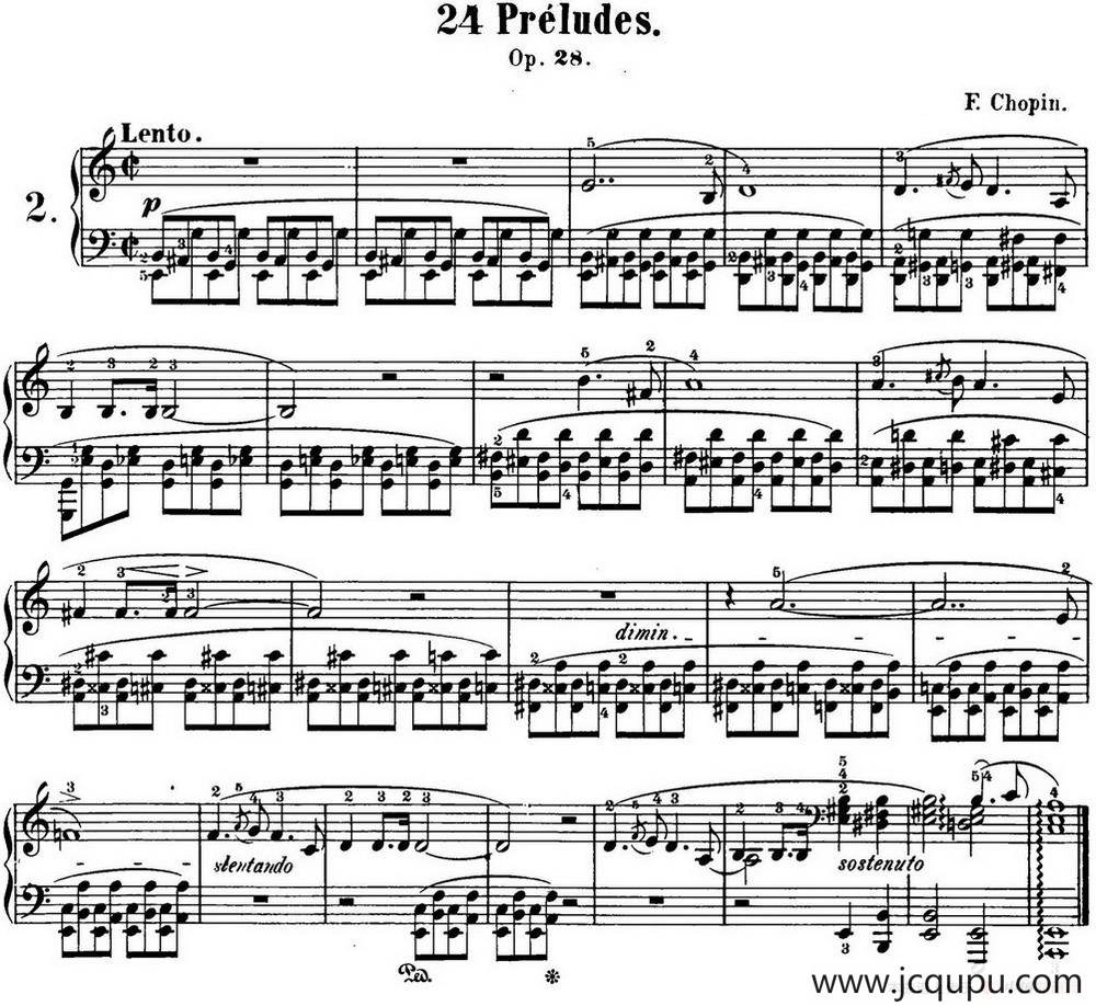 肖邦 24首钢琴前奏曲 Op.28 No.2 A小调简谱