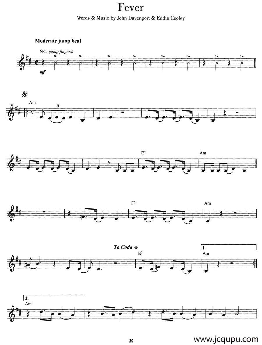 Fever（单簧管）简谱