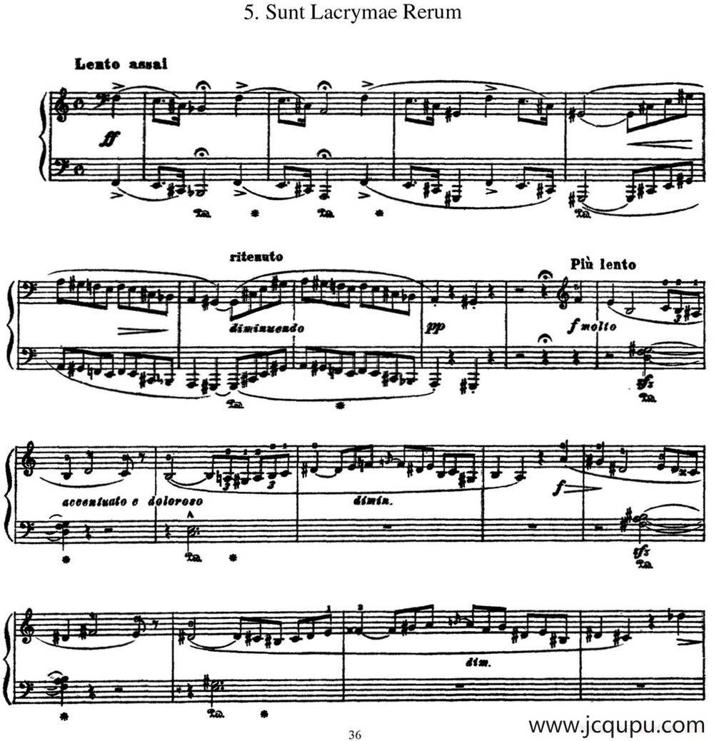 李斯特 旅游岁月 第三集 S.163 No.5 悲歌简谱