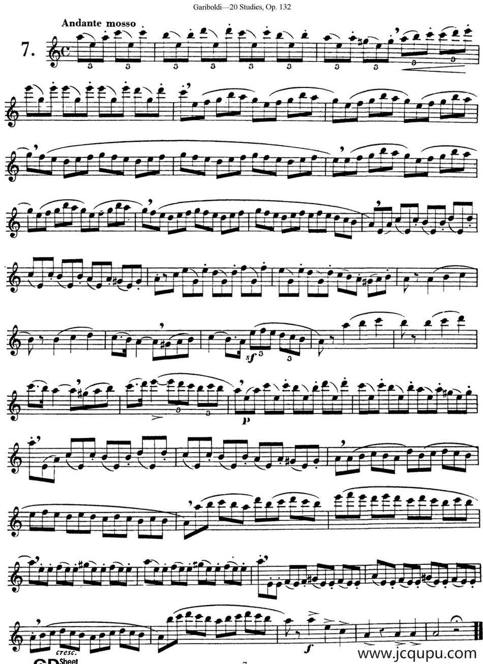 二十首练习曲作品132号之7简谱