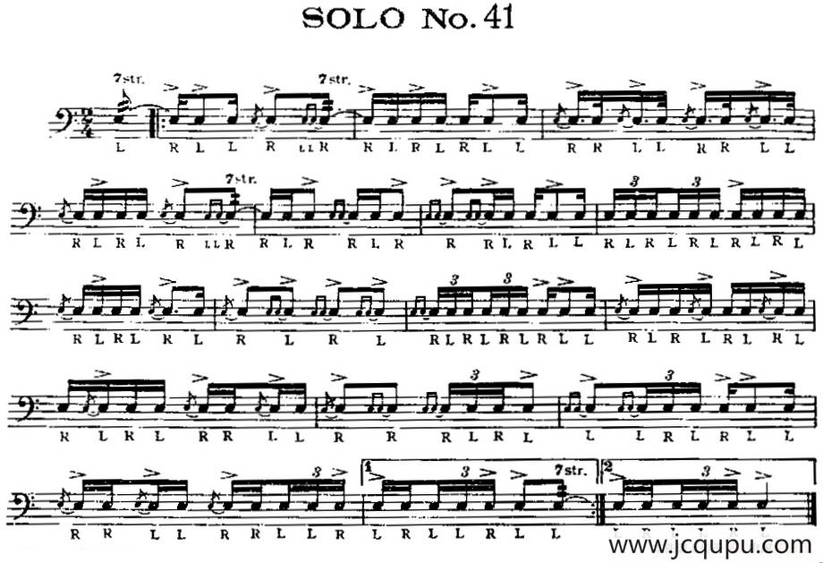 美国军鼓 SOLO No.41-45（爵士鼓谱）简谱