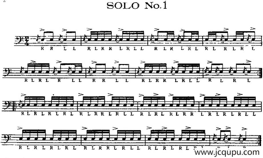 美国军鼓 SOLO No.1—5 （爵士鼓谱）简谱