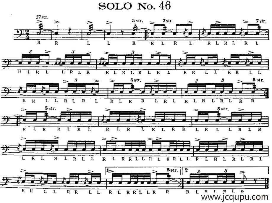 美国军鼓 SOLO No.46-50（爵士鼓谱）简谱