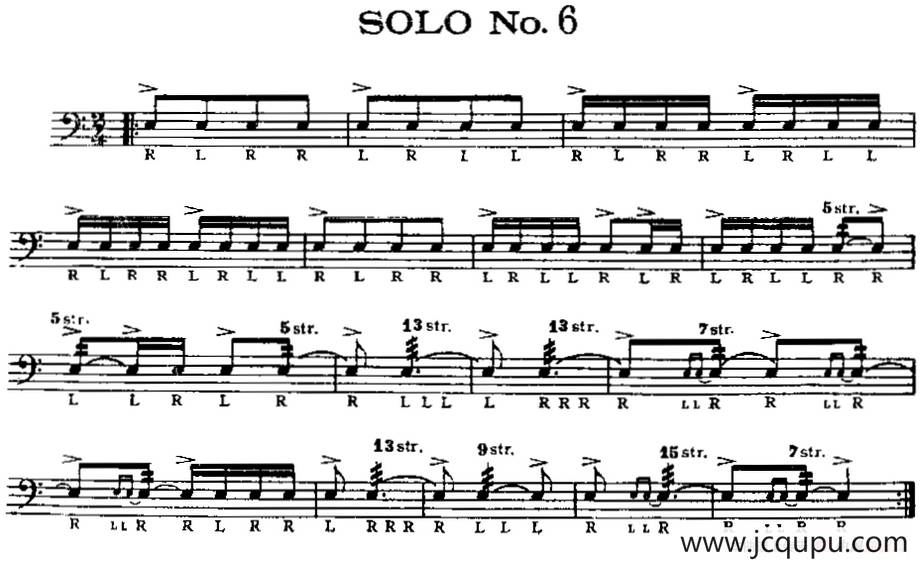 美国军鼓 SOLO No.6-10（爵士鼓谱）简谱
