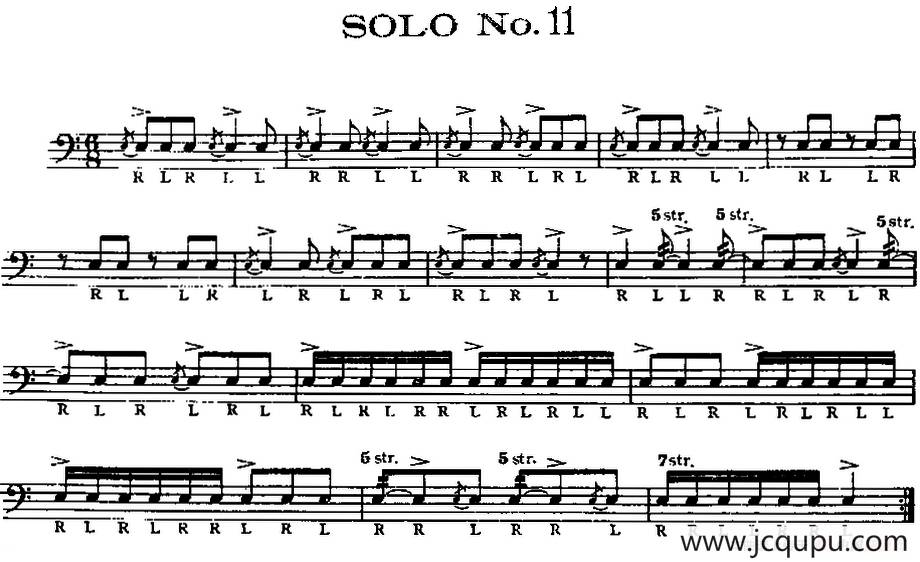 美国军鼓 SOLO No.11-15（爵士鼓谱）简谱