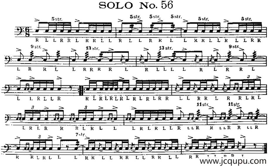 美国军鼓 SOLO No.56-60（爵士鼓谱）简谱