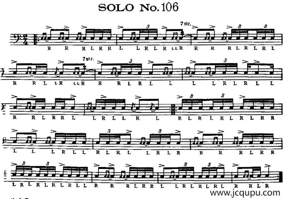 美国军鼓 SOLO No.106-110（爵士鼓谱）简谱