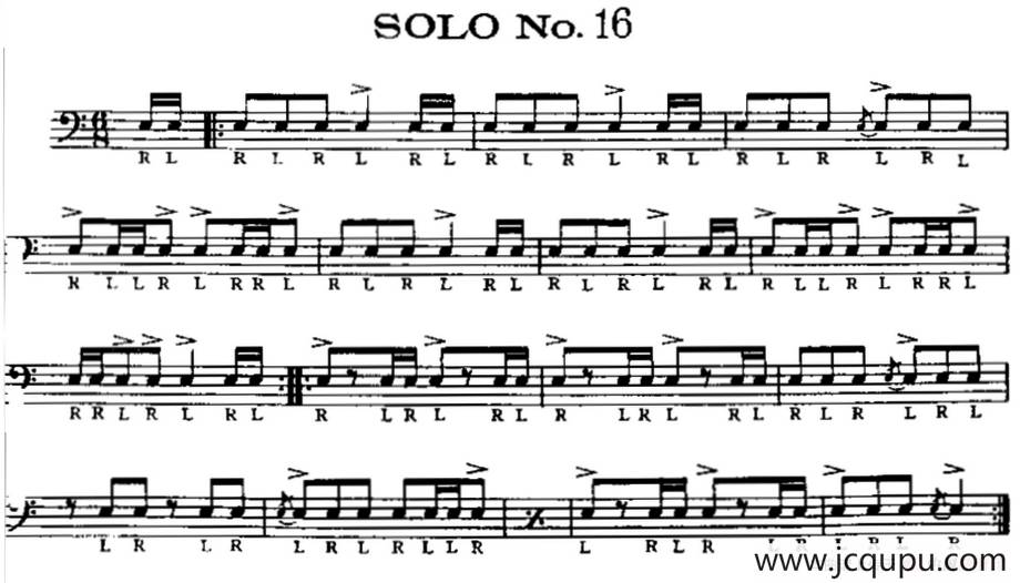 美国军鼓 SOLO No.16-20（爵士鼓谱）简谱
