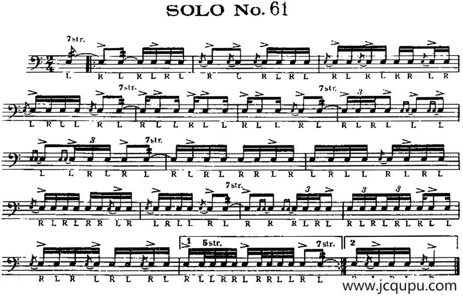 美国军鼓 SOLO No.61-65（爵士鼓谱）简谱
