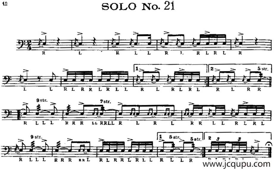 美国军鼓 SOLO No.21-25（爵士鼓谱）简谱