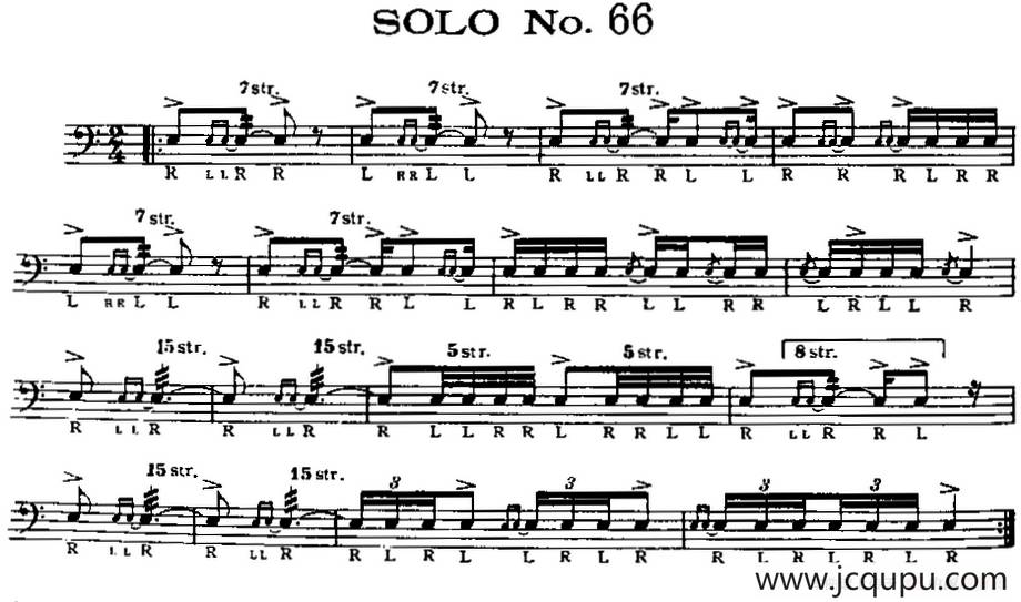 美国军鼓 SOLO No.66-70（爵士鼓谱）简谱