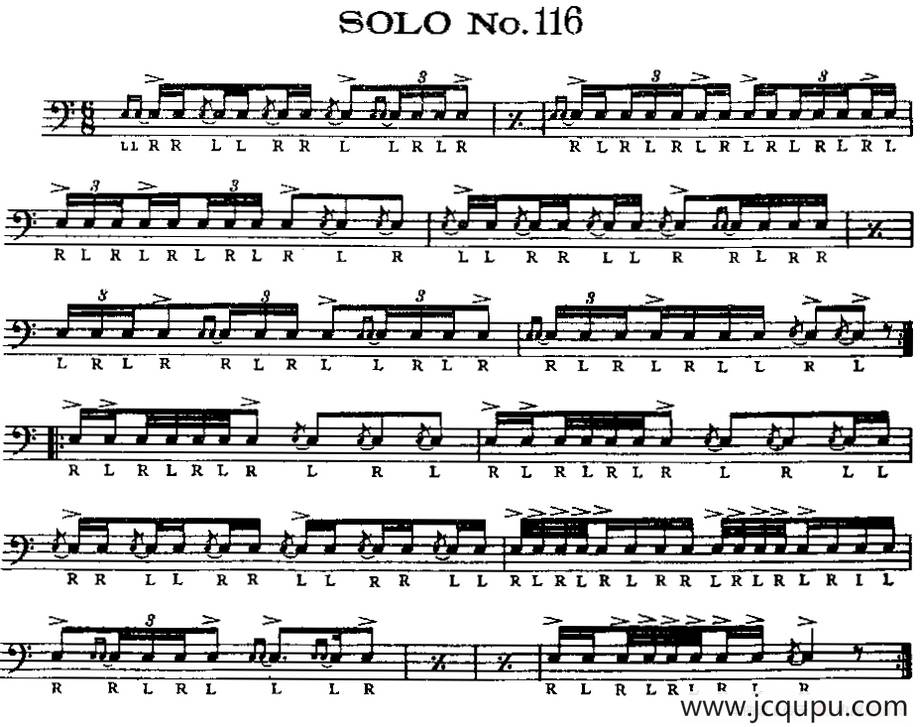 美国军鼓 SOLO No.116-120（爵士鼓谱）简谱