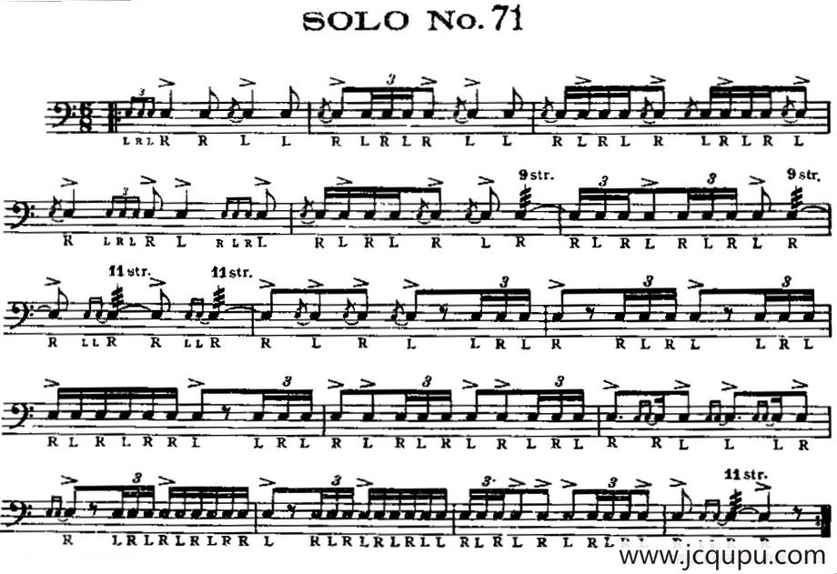 美国军鼓 SOLO No.71-75（爵士鼓谱）简谱