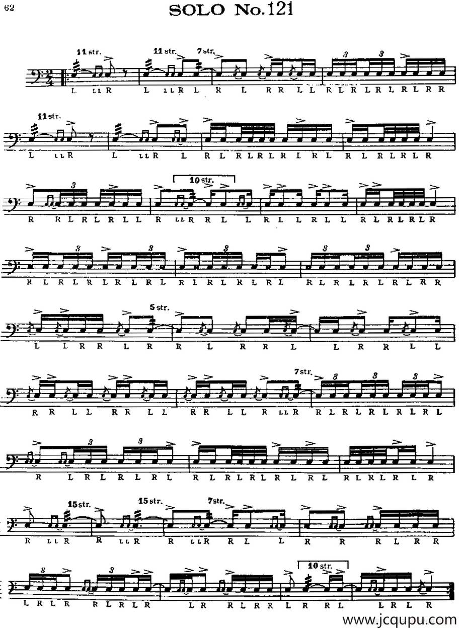 美国军鼓 SOLO No.121-125（爵士鼓谱）简谱