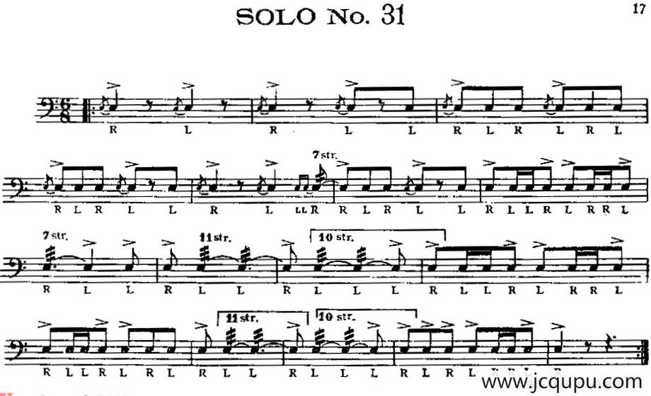 美国军鼓 SOLO No.31-35（爵士鼓谱）简谱
