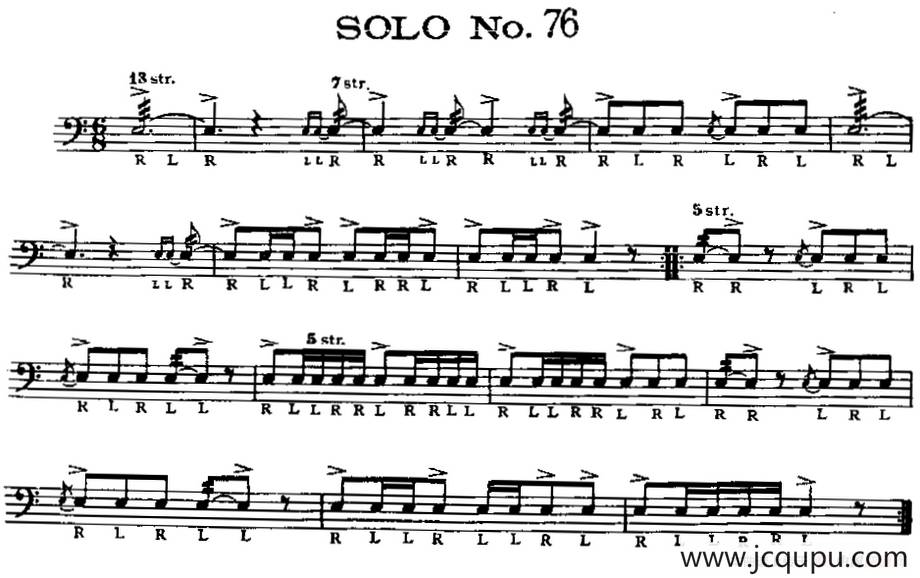 美国军鼓 SOLO No.76-80（爵士鼓谱）简谱