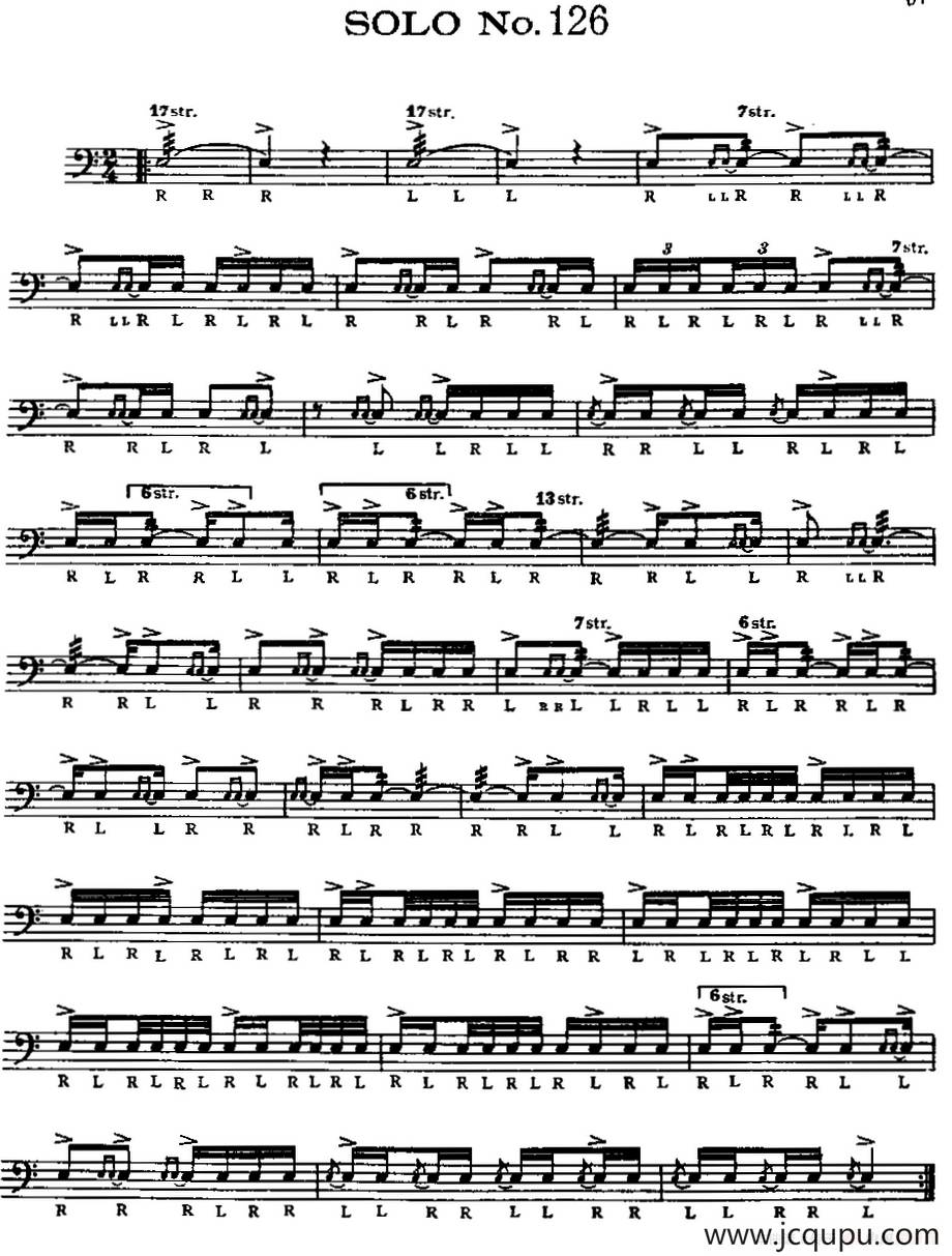 美国军鼓 SOLO No.126-130（爵士鼓谱）简谱