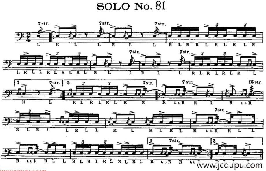 美国军鼓 SOLO No.81-85（爵士鼓谱）简谱