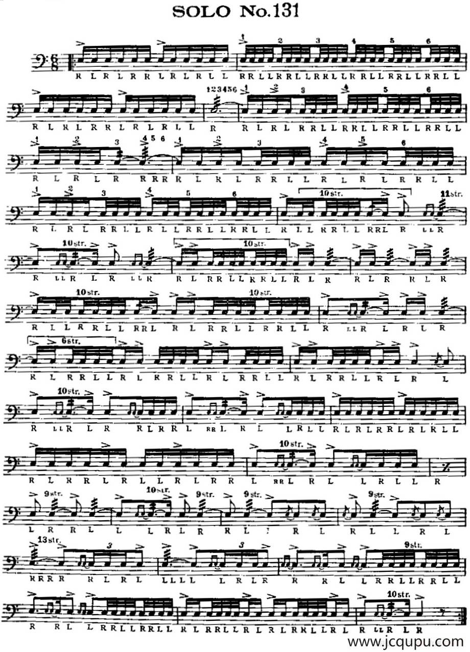 美国军鼓 SOLO No.131-135（爵士鼓谱）简谱