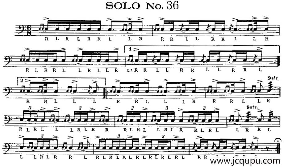 美国军鼓 SOLO No.36-40（爵士鼓谱）简谱