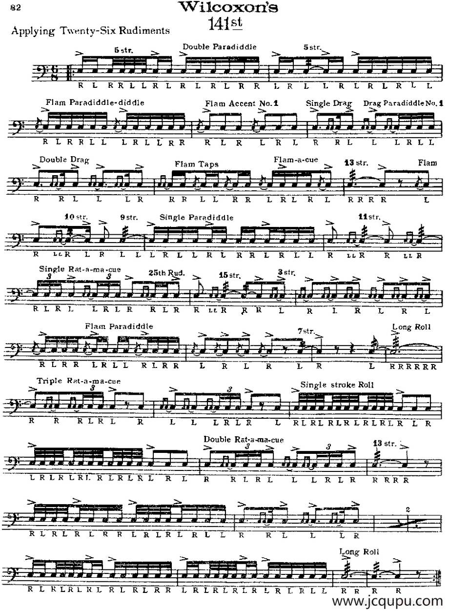 美国军鼓 SOLO No.141-145（爵士鼓谱）简谱