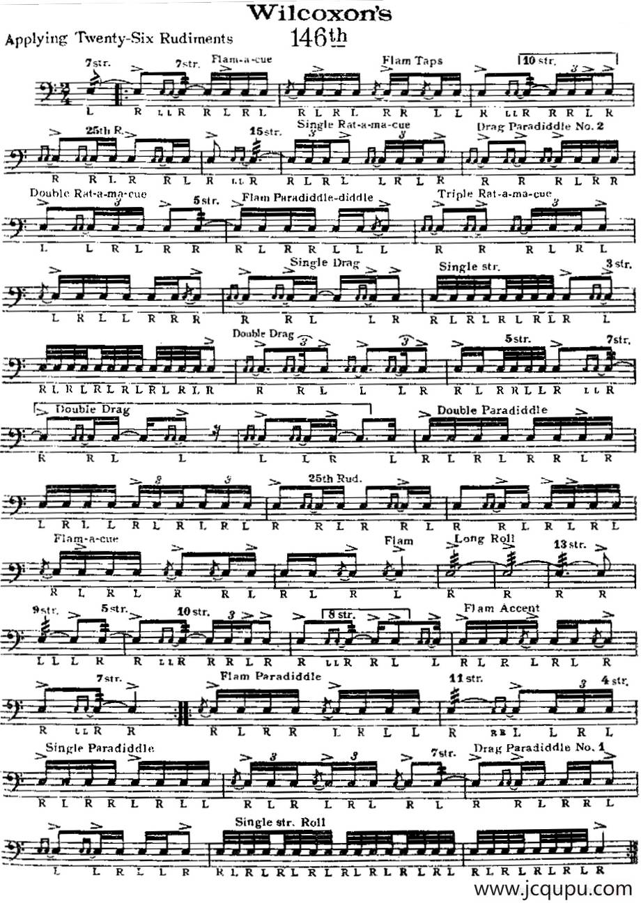 美国军鼓 SOLO No.146-150（爵士鼓谱）简谱