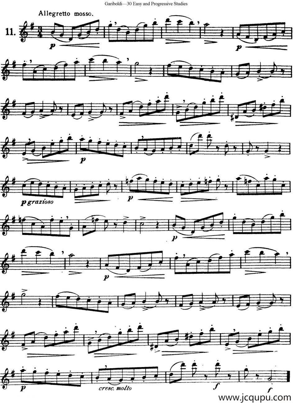 三十首基础及提高练习曲（NO.11）简谱