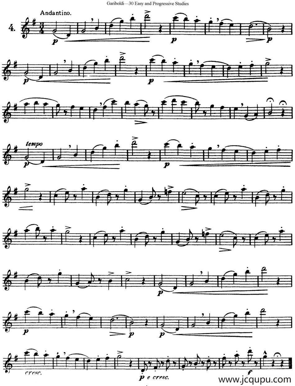 三十首基础及提高练习曲（NO.4）简谱