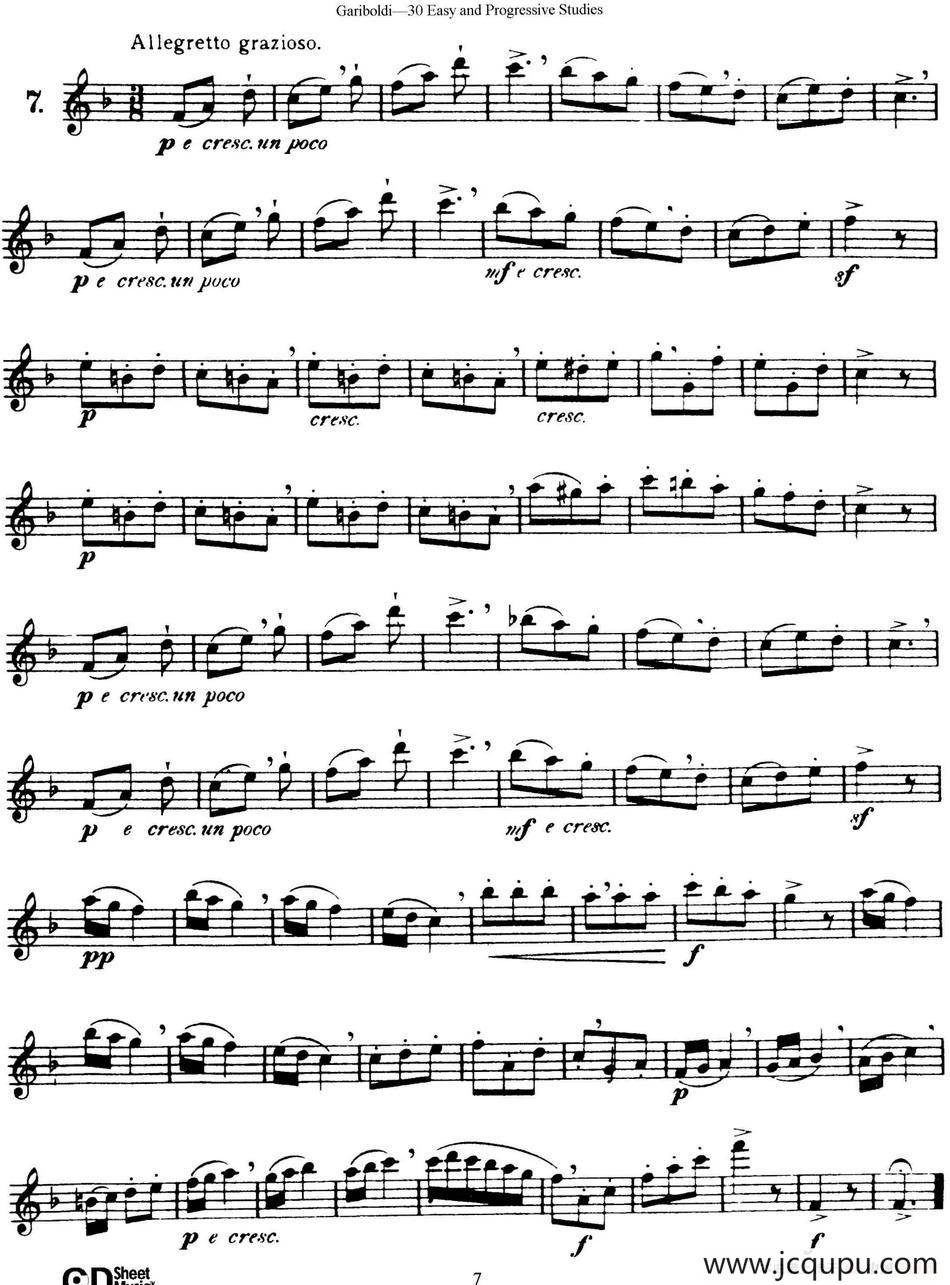 三十首基础及提高练习曲（NO.7）简谱