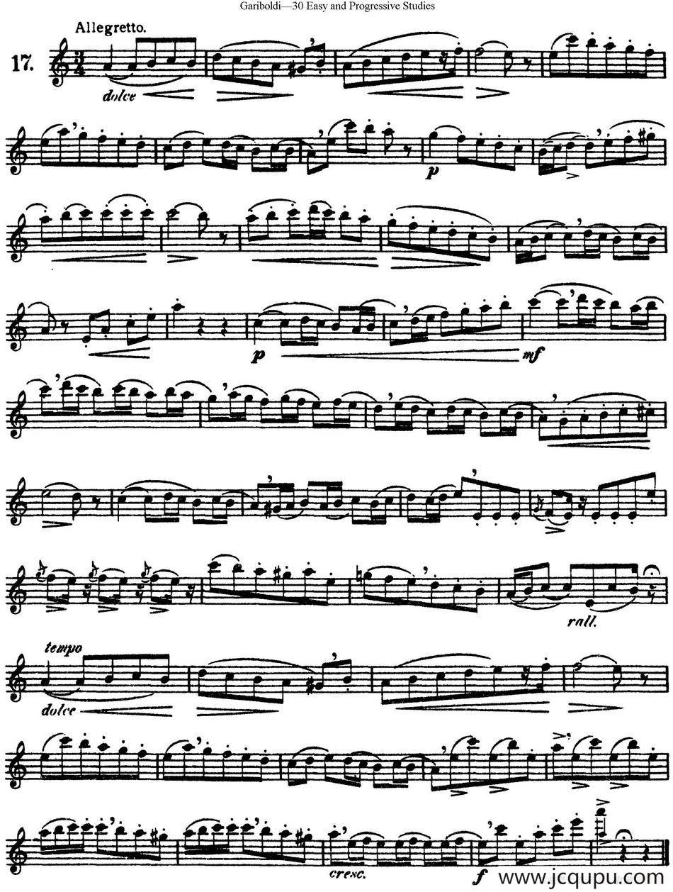 三十首基础及提高练习曲（NO.17）简谱
