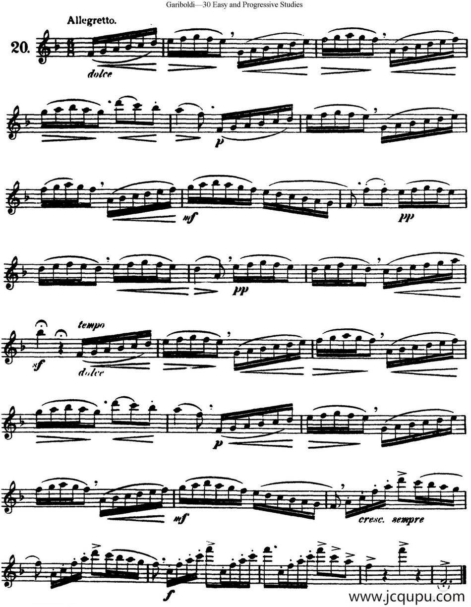 三十首基础及提高练习曲（NO.20）简谱