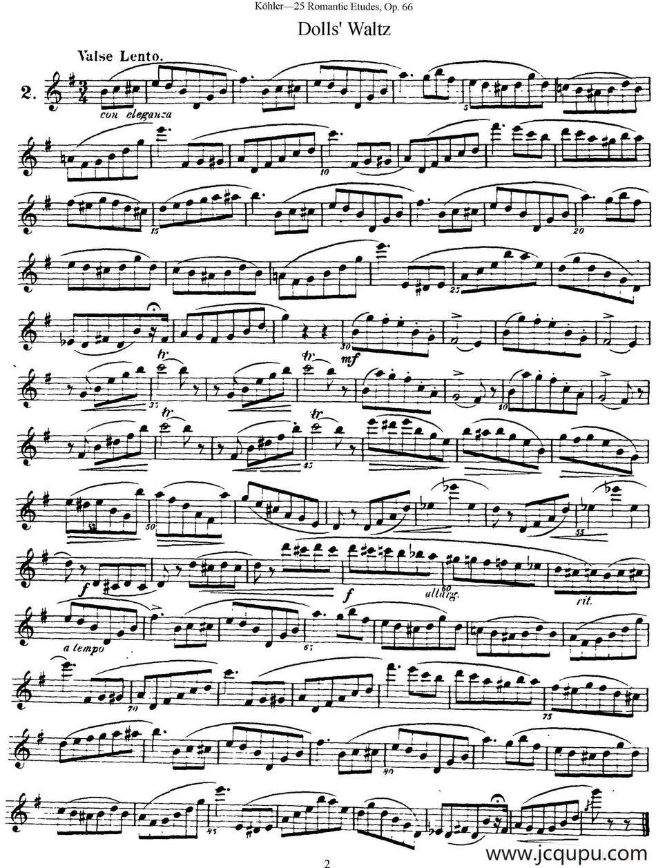25首浪漫练习曲作品66号（NO.2）简谱