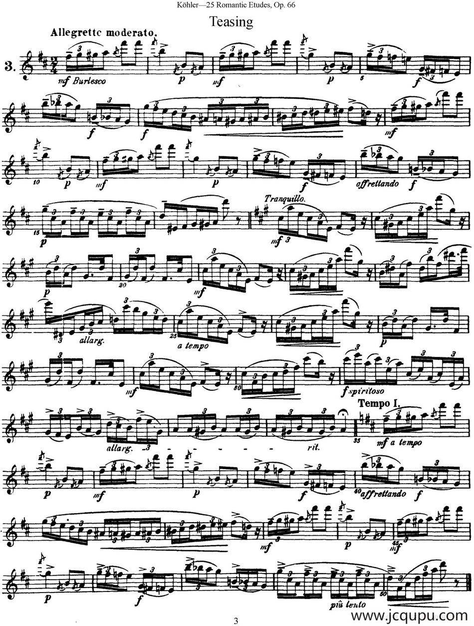 25首浪漫练习曲作品66号（NO.3）简谱