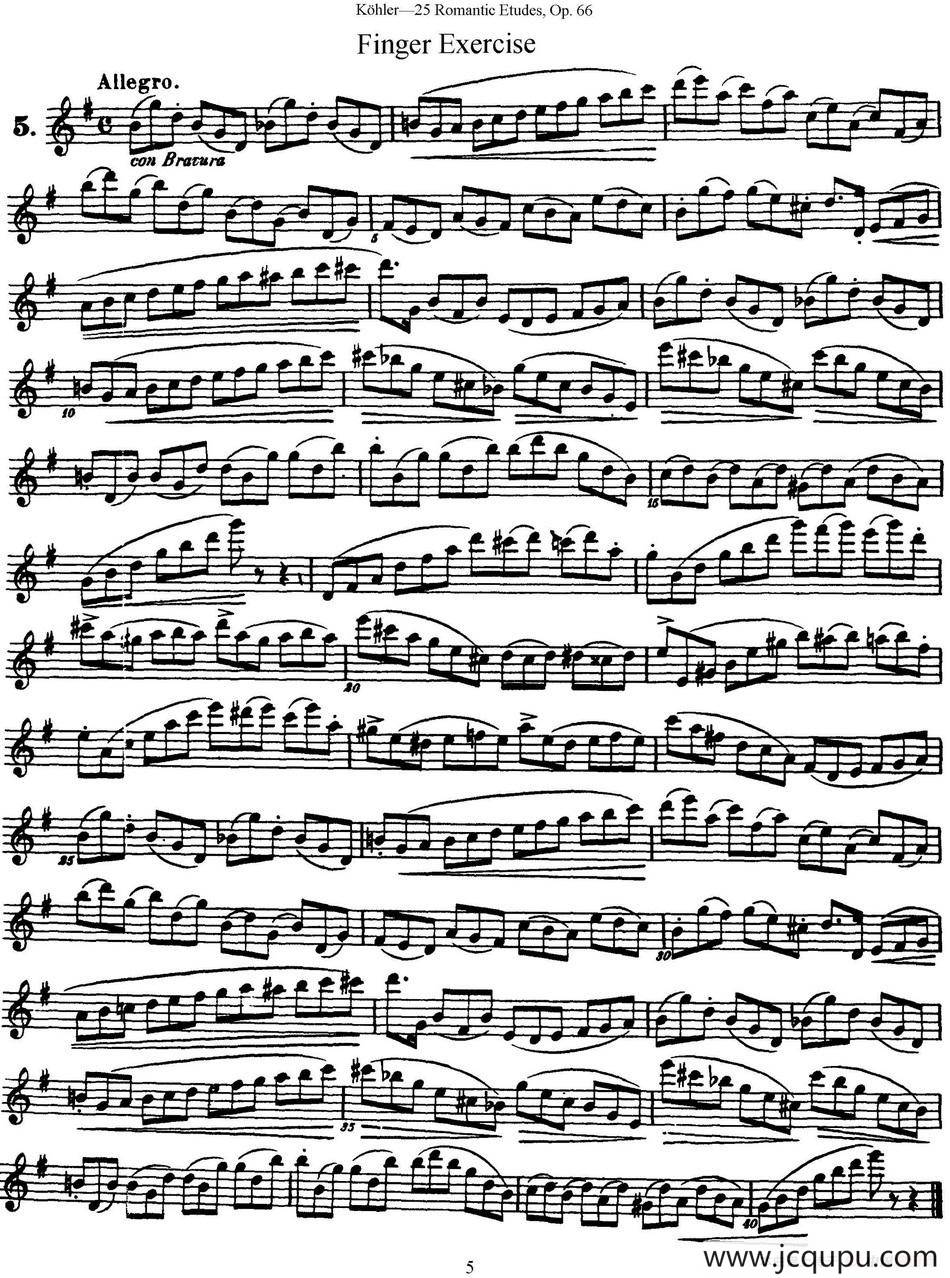 25首浪漫练习曲作品66号（NO.5）简谱