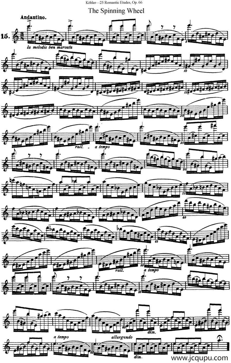 25首浪漫练习曲作品66号（NO.15）简谱