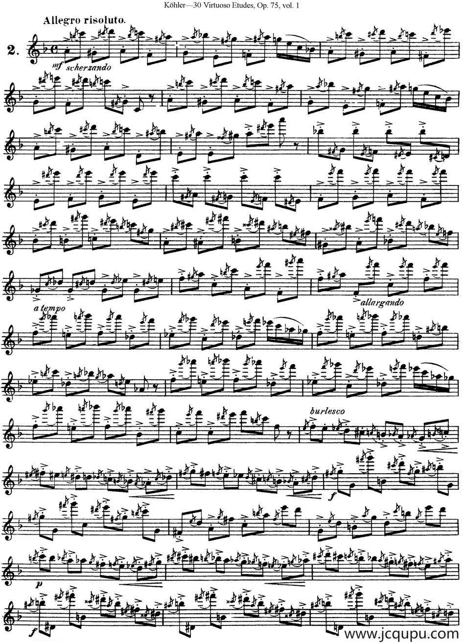 柯勒30首高级长笛练习曲作品75号（NO.2）简谱