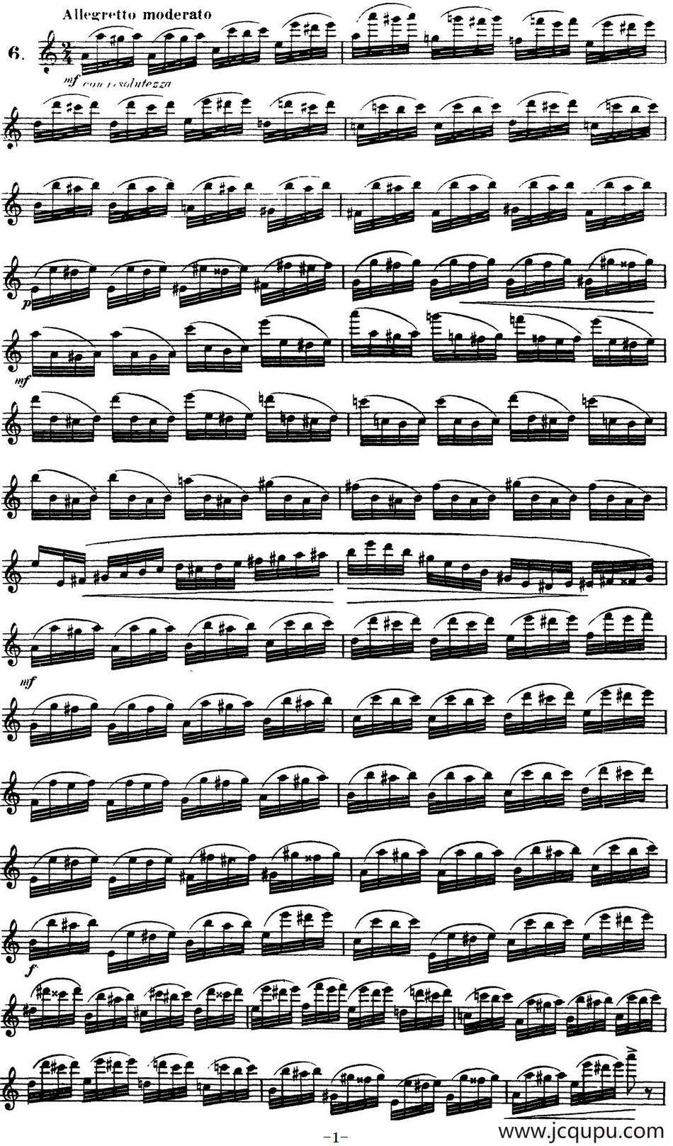 柯勒30首高级长笛练习曲作品75号（NO.6）简谱