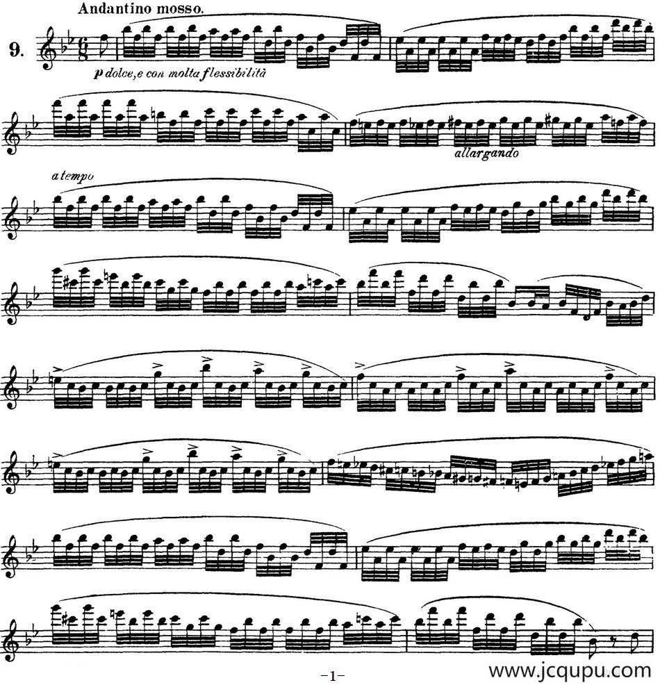 柯勒30首高级长笛练习曲作品75号（NO.9）简谱