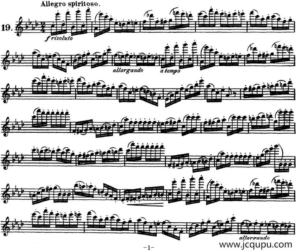 柯勒30首高级长笛练习曲作品75号（NO.19）简谱