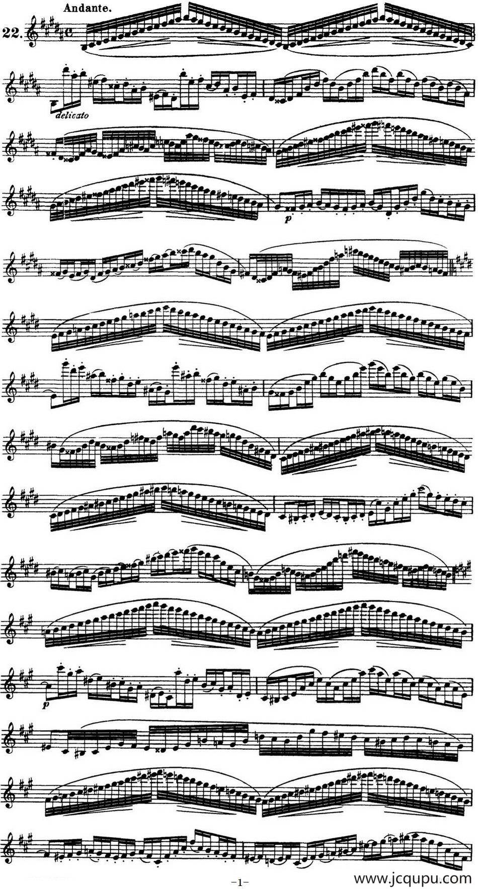 柯勒30首高级长笛练习曲作品75号（NO.22）简谱