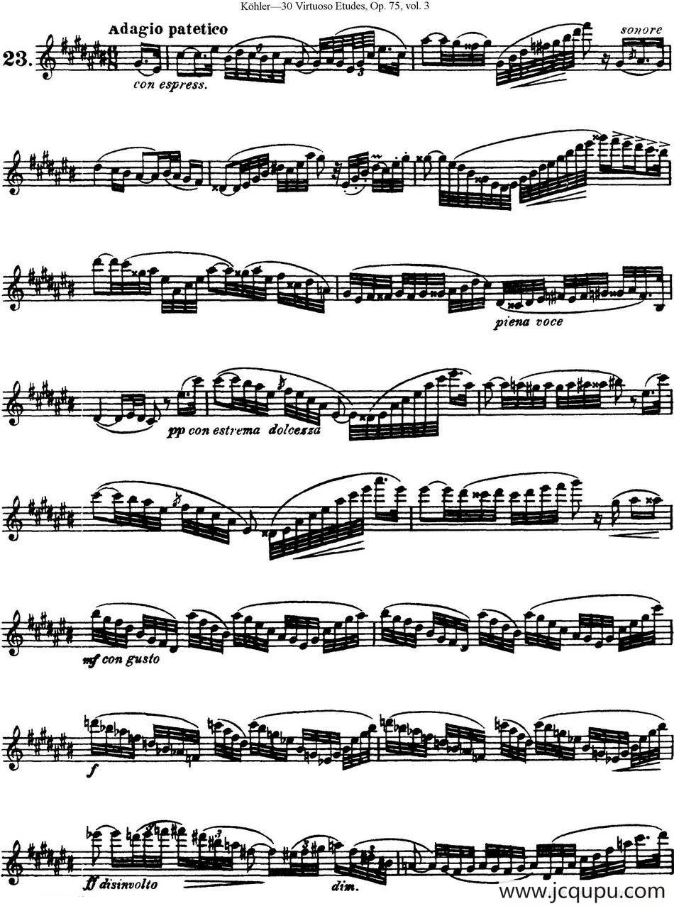 柯勒30首高级长笛练习曲作品75号（NO.23）简谱