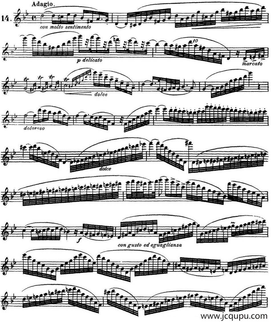 柯勒30首高级长笛练习曲作品75号（NO.14）简谱