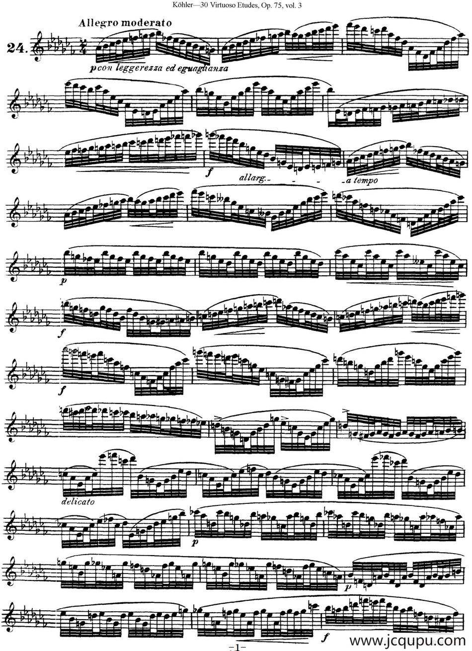 柯勒30首高级长笛练习曲作品75号（NO.24）简谱
