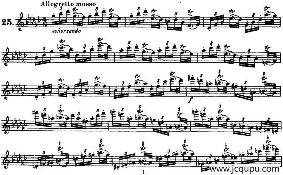 柯勒30首高级长笛练习曲作品75号（NO.25）简谱