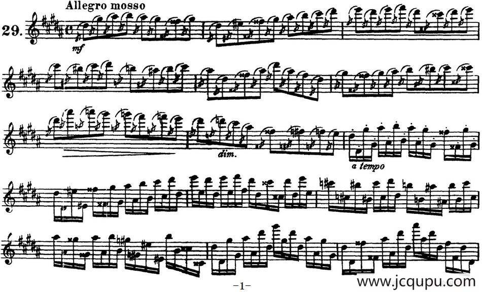 柯勒30首高级长笛练习曲作品75号（NO.29）简谱