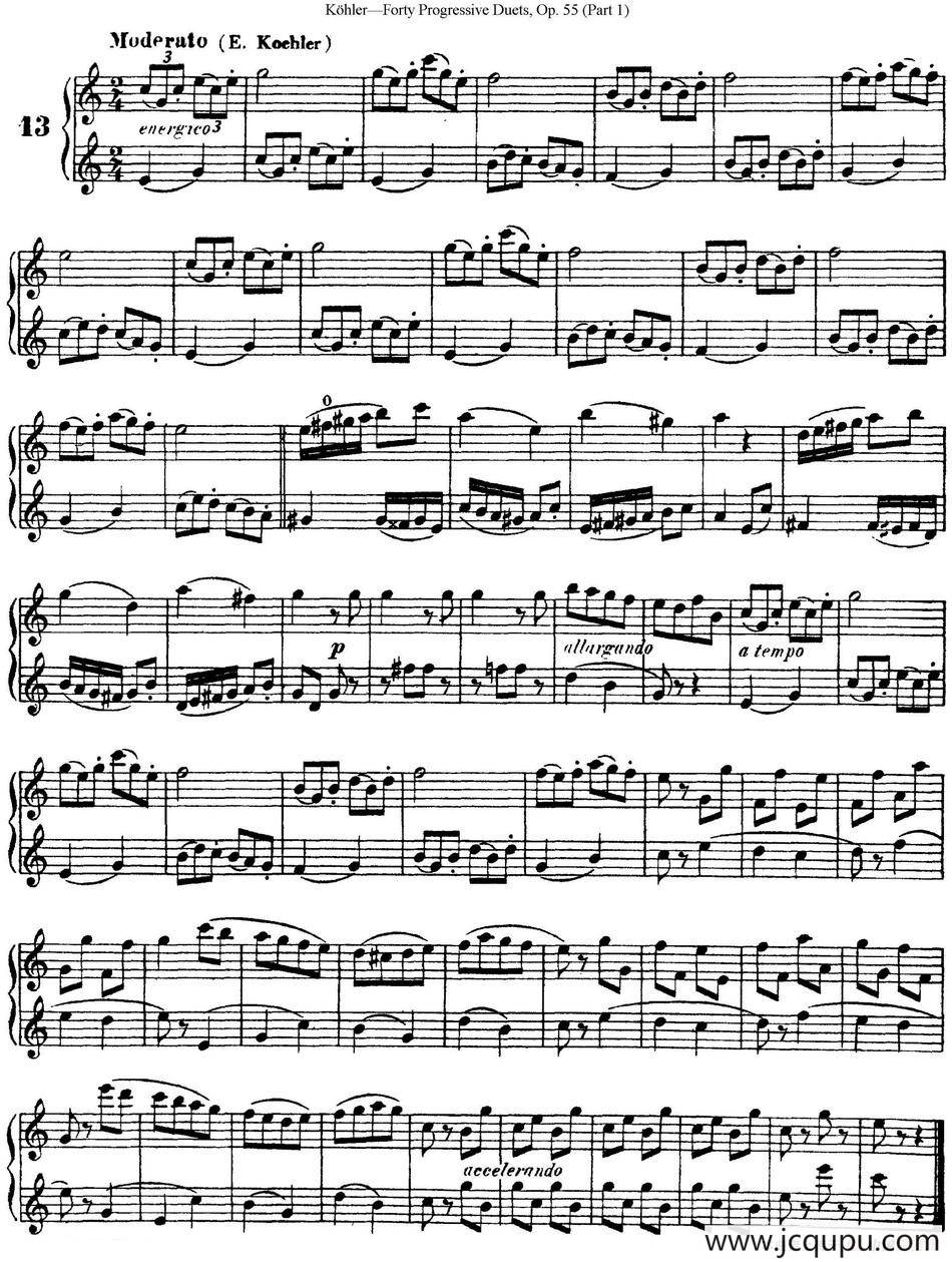 柯勒40首长笛提高练习曲OP.55（NO.13）简谱